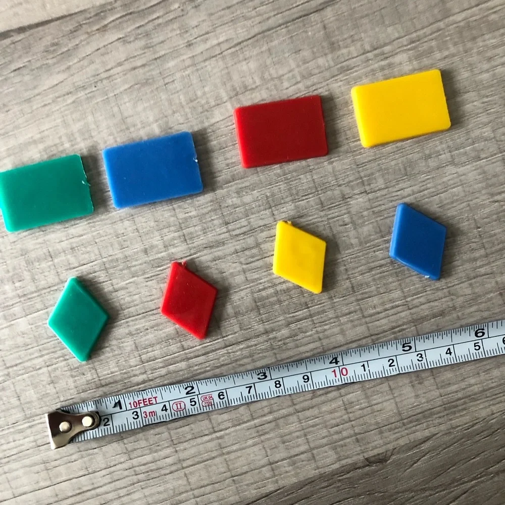 Set of 48 colorful plastic shapes, colors and sizes